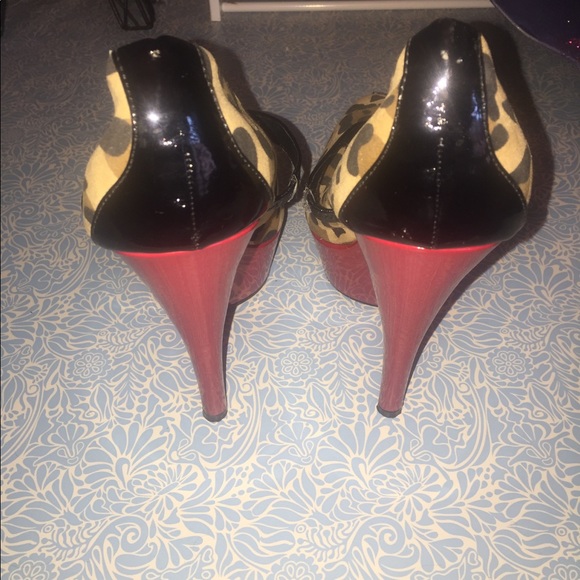 Leopard print color block platform pumps - Picture 3 of 6